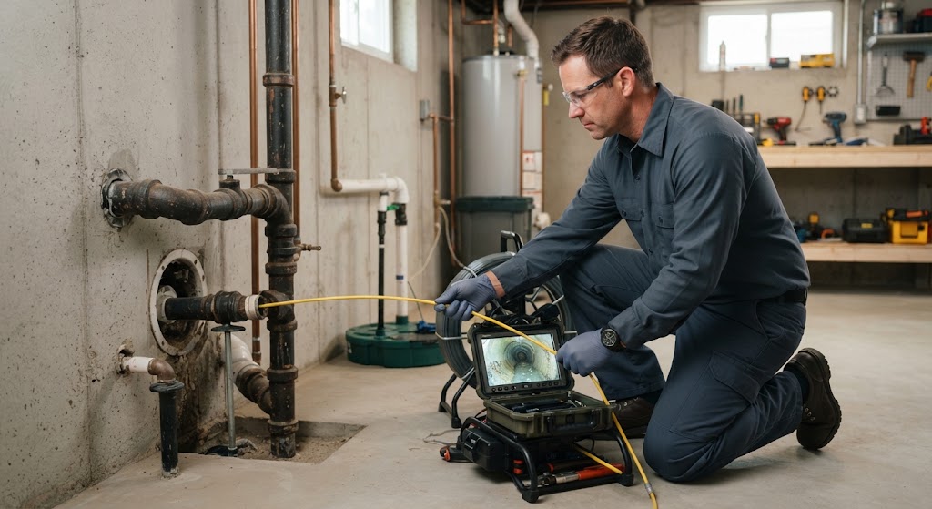 Pool leak detection technician performing a dye test in an Egg Harbor Township swimming pool